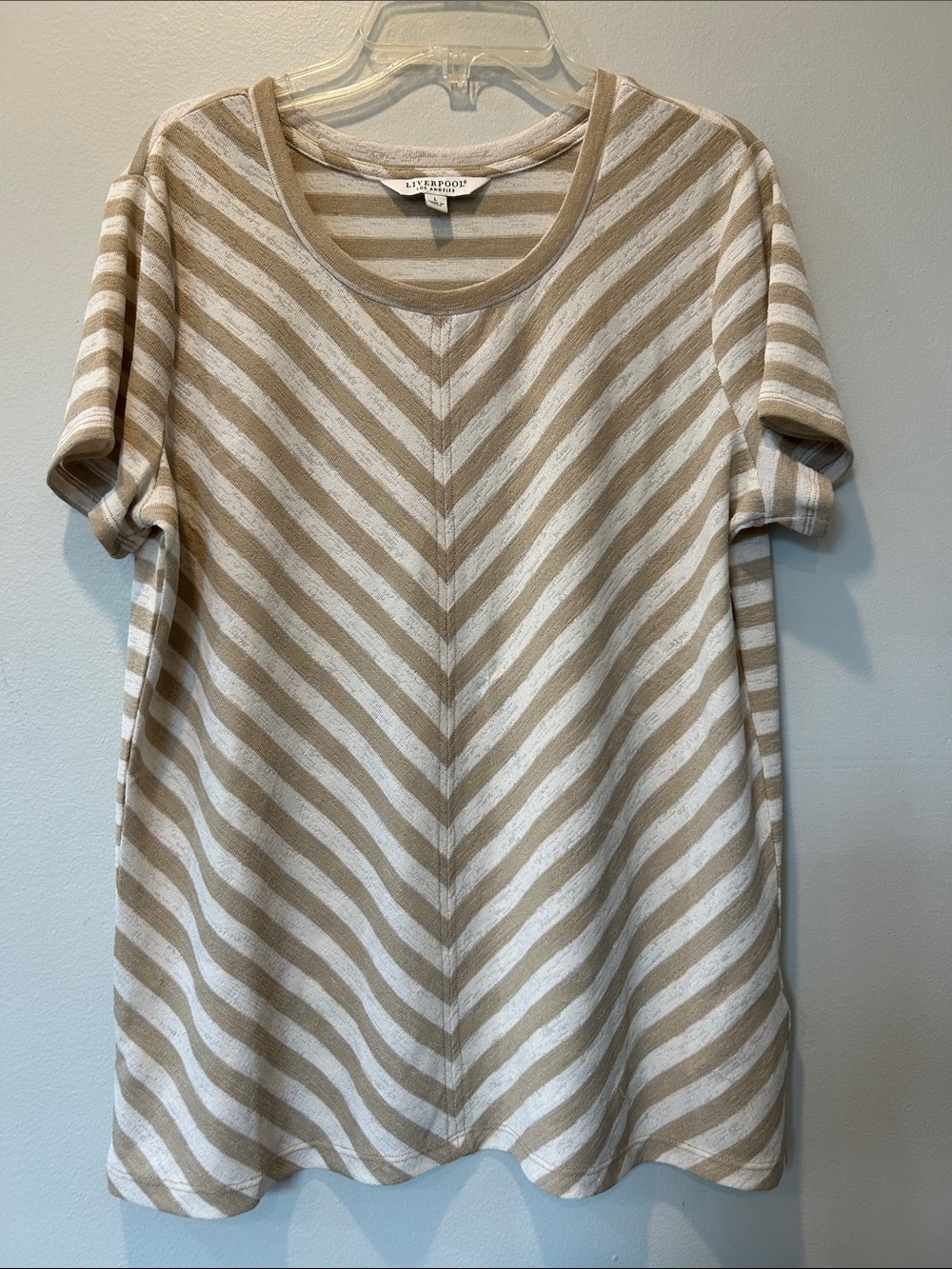Liverpool Beige and White Diagonal Stripe Top